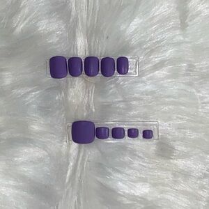Matte Purple Mani + Pedi Press on Nail Set| 10 Extra Short Square Nails & 20 Toe